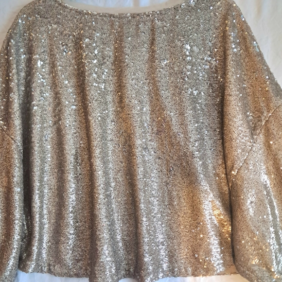 Free People Champage Dreams Gold Sequin Top Medium EUC - Picture 8 of 10